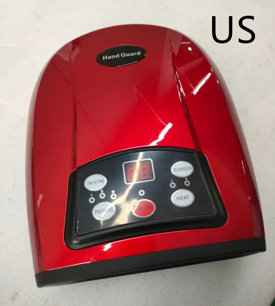 Electric heated palm massager in Pearl White with hand inside, showing 6W power and dimensions 265x220x90mm