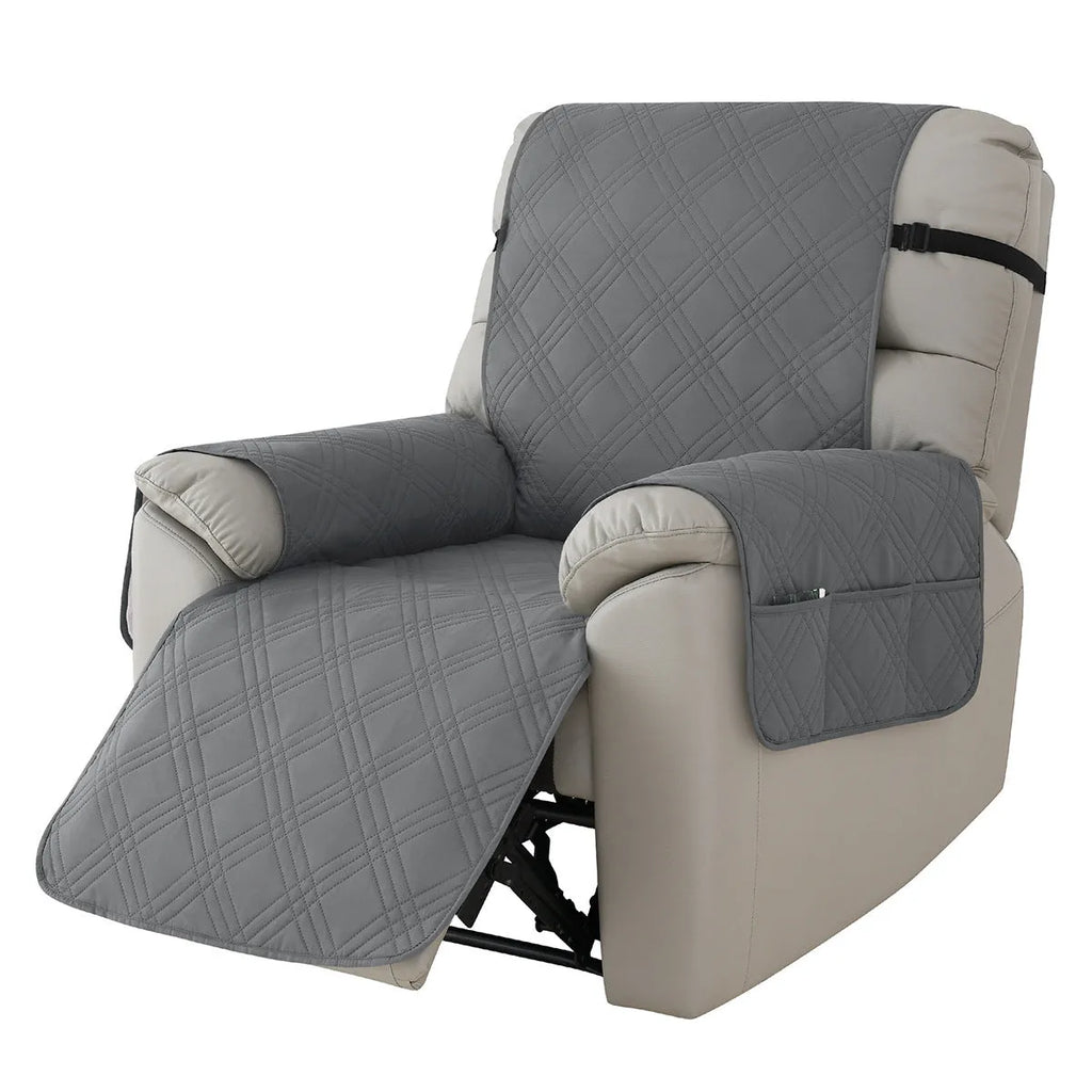 Quilted waterproof sofa cover for a Chivas massage chair in a dark coffee colour.