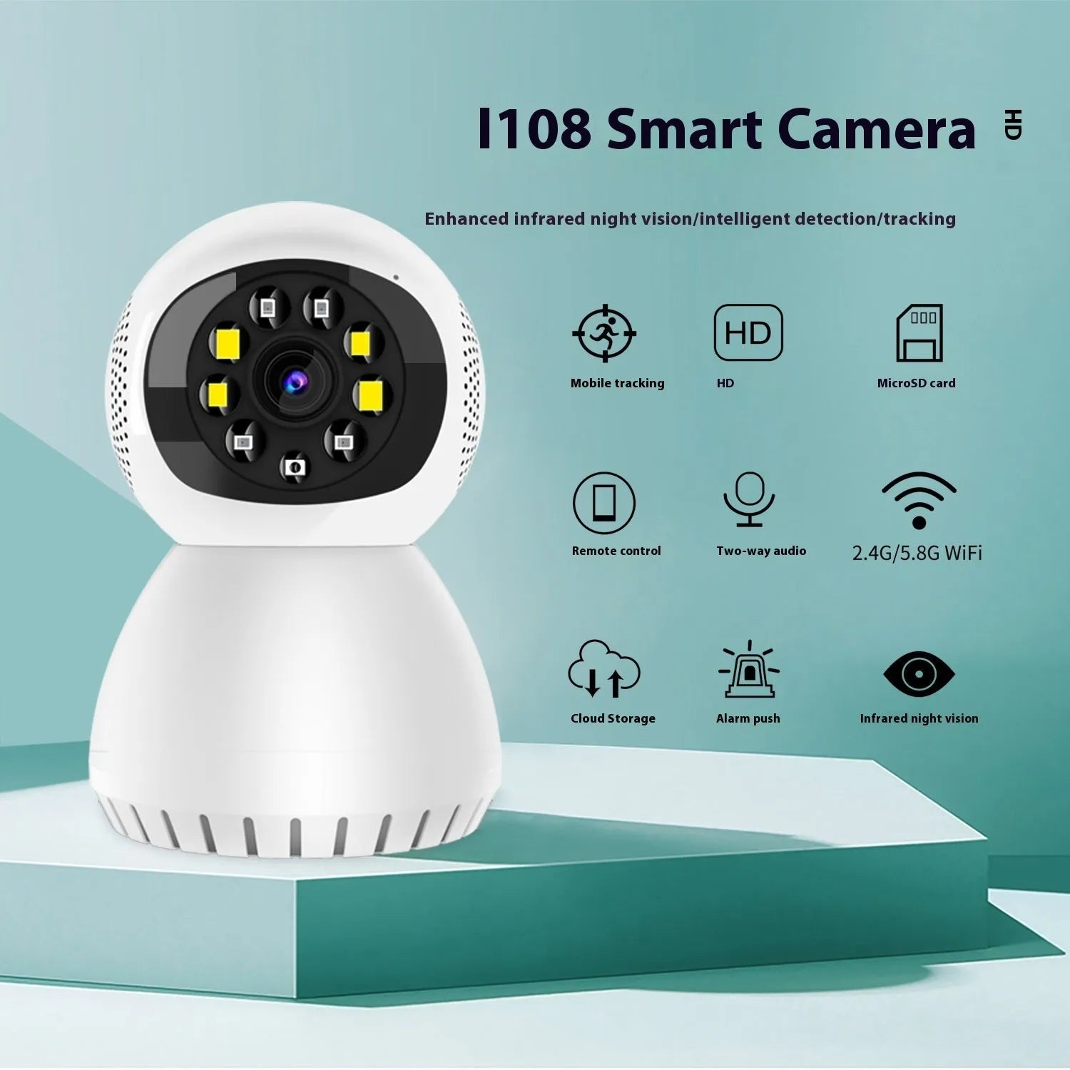 Dual-frequency wireless monitor camera 1080p HD network wifi home camera body with 12mm lens ABS material indoor outdoor security