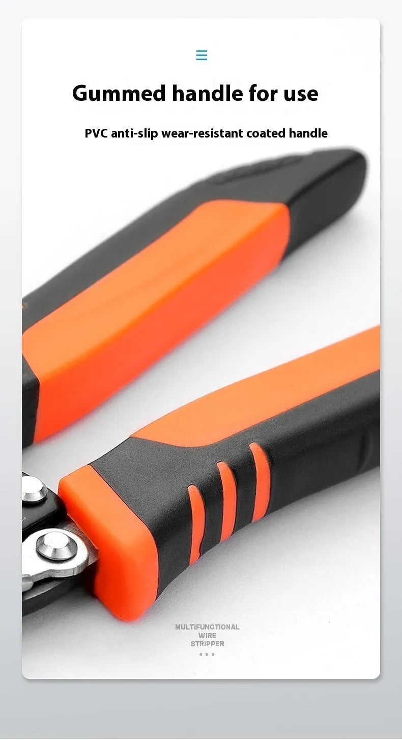 Fully automatic wire stripping pliers tool with high carbon steel blades for electrical work