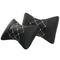 Artificial leather quilted car headrest cushion pair with elastic cotton filling for neck support