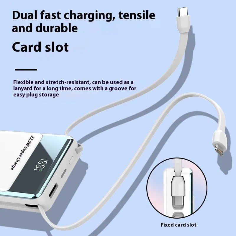 Super fast charge power bank with cable, plastic shell, 10000mAh, 75x65x25mm, in black