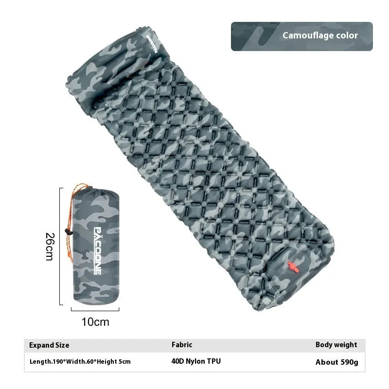 Auto-inflation air mattress camping sleeping mat 40D nylon TPU single navy blue