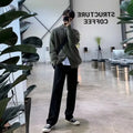 Men's half turtleneck solid colour cardigan sweater coat in black, loose fit, long sleeves