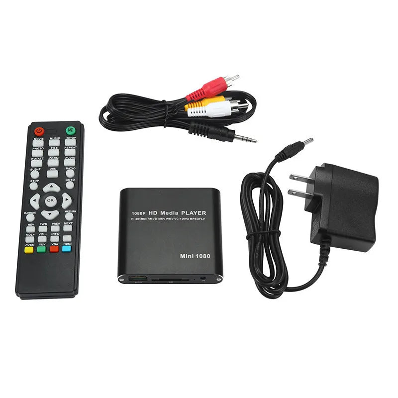 1080p Full HD media player with metal chassis, HDMI port, USB and SD card slots