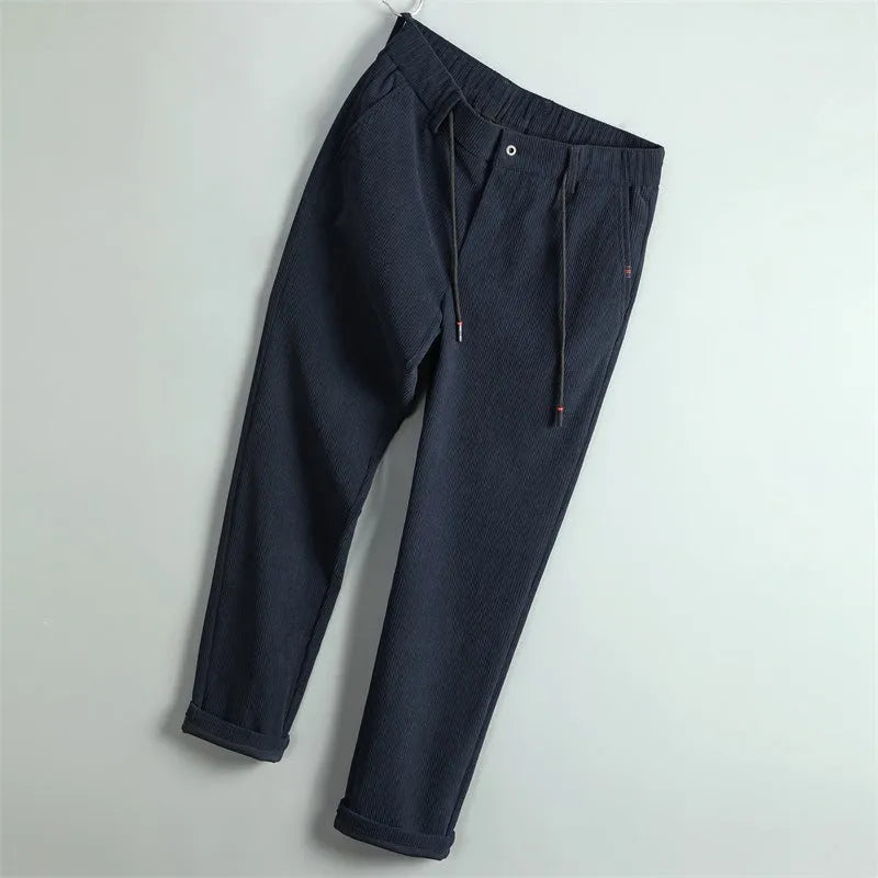 Striped casual trousers for men in available colour options polyester fibre