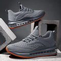 Men's black mesh running shoes with rubber sole and lace-up front