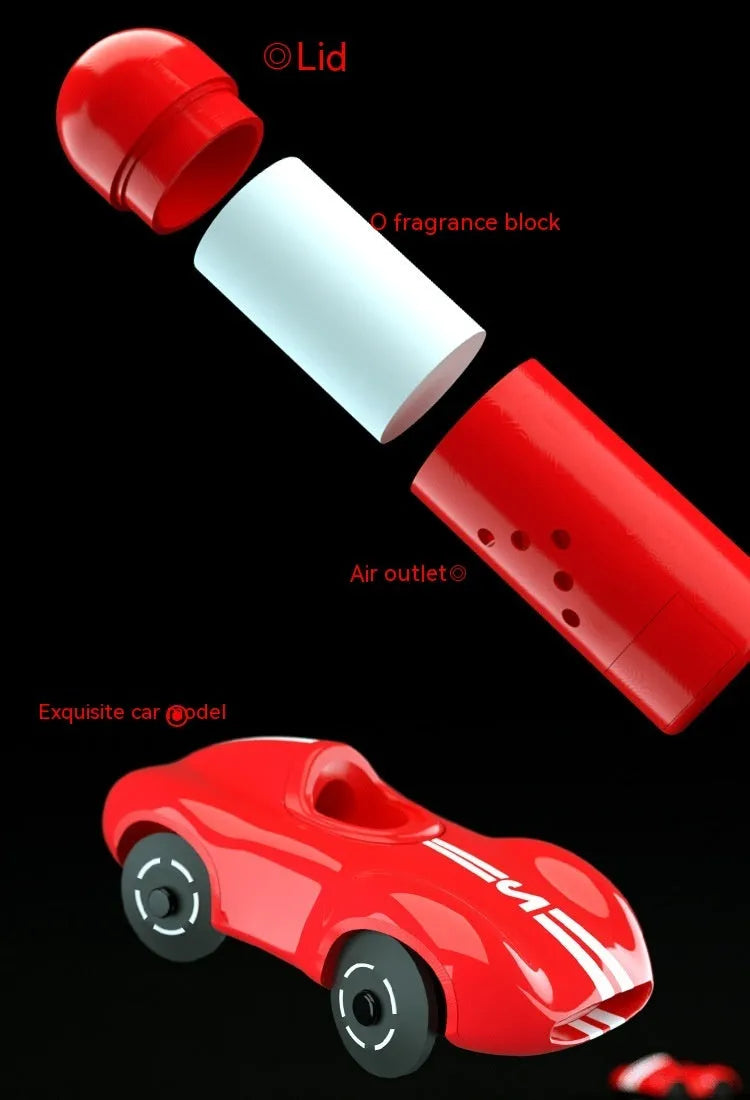 Round car-shaped solar aromatherapy decoration for vehicle interiors in choice of colours