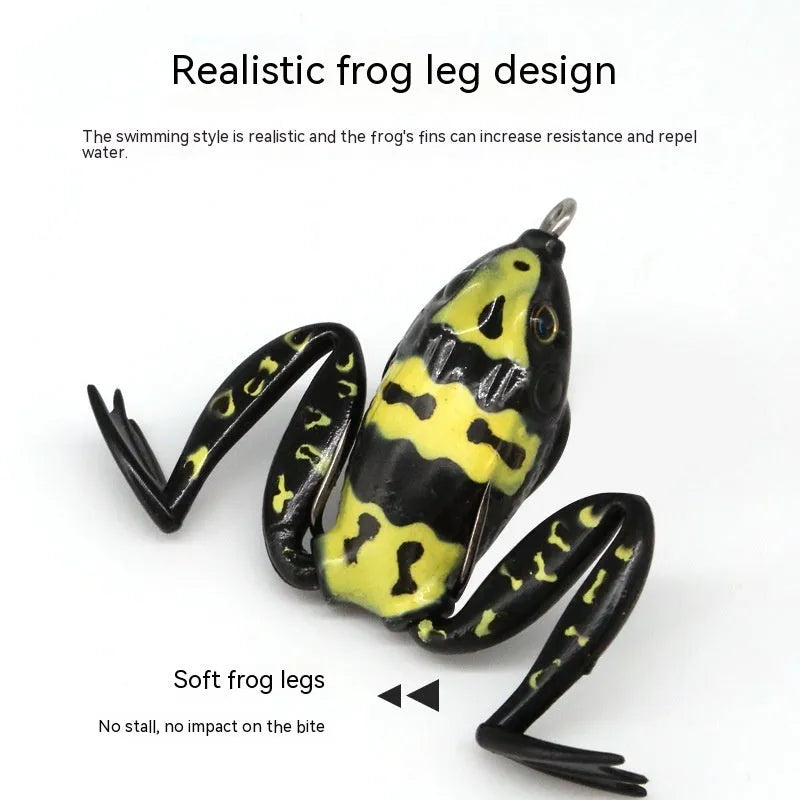 Bionic thunder frog snake head fishing lure with double hooks in grass green colour
