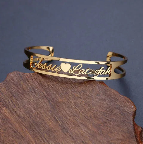 Custom name bracelet stainless steel silver finish with engraved text 6mm width