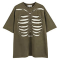 Men's black skull print cotton t-shirt with loose fit and drop shoulder sleeves