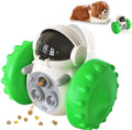 Robot-design tumbler puzzle toy for dogs and cats with roller elements and food dispensing function