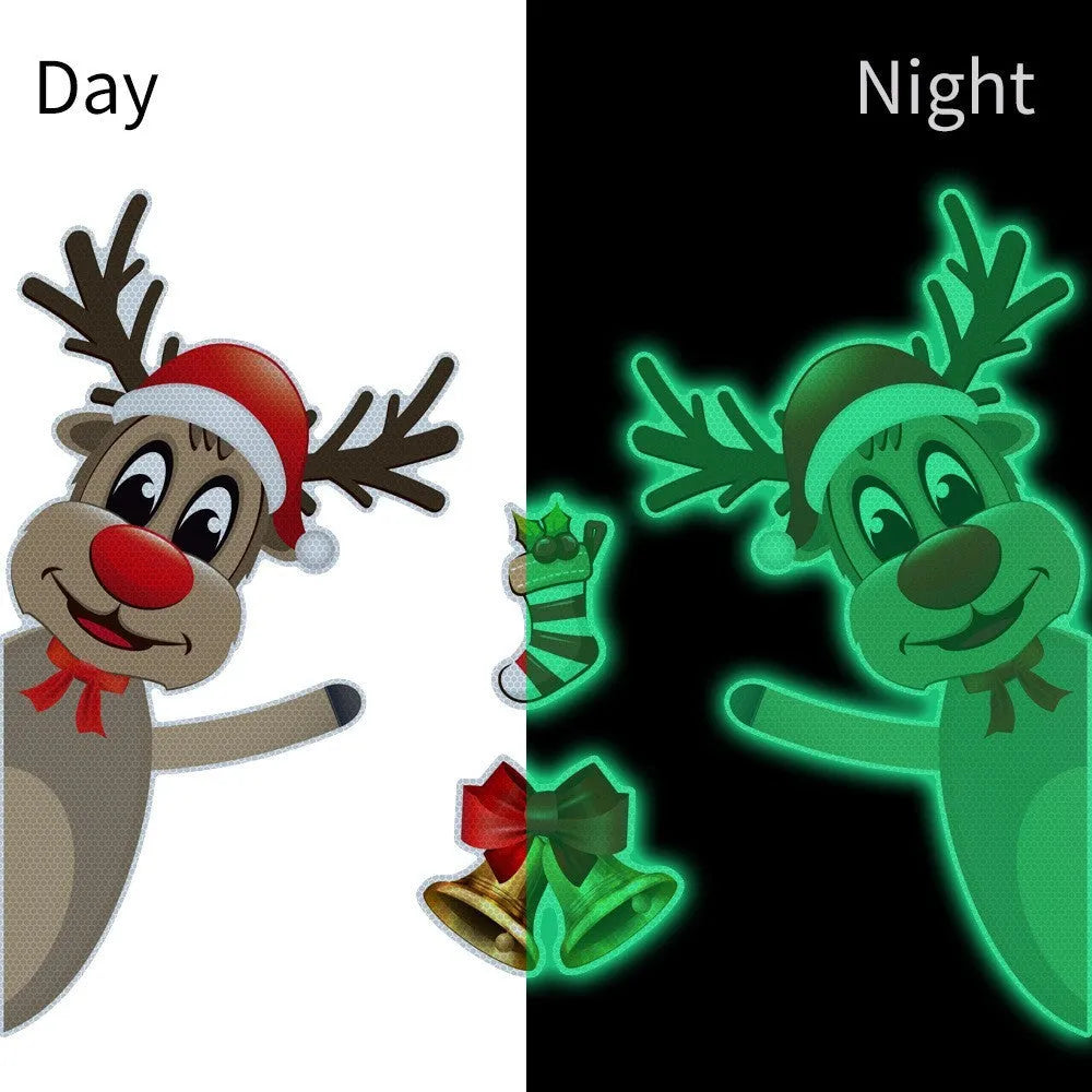 Christmas elk bell cartoon design magnetic bumper stickers with luminous reflective properties