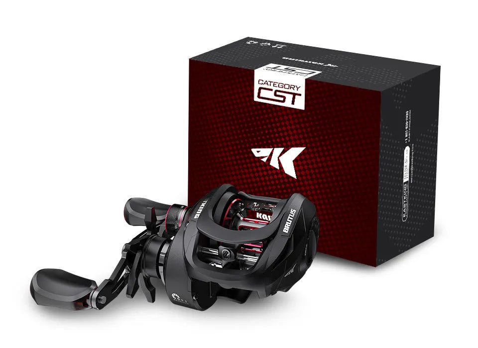 Drip wheel lure fishing reel with rocking wheel line system showing left and right hand wheel configurations