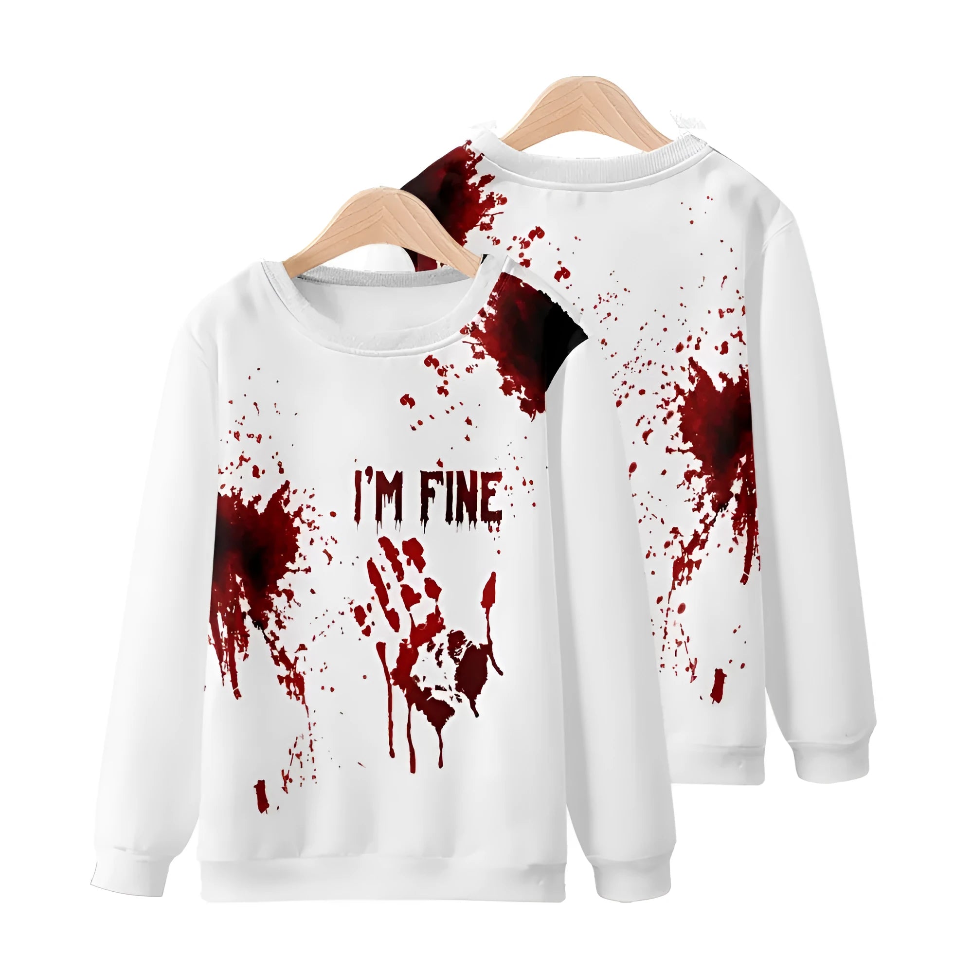 Men's round neck sweater with Halloween 3D print, polyester, colour 1-4T29, sizes XXS to 4XL