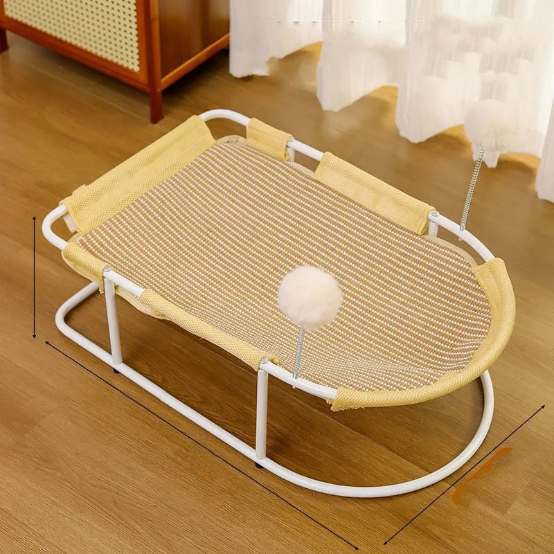Large fabric cat kennel in grey colour showing breathable construction