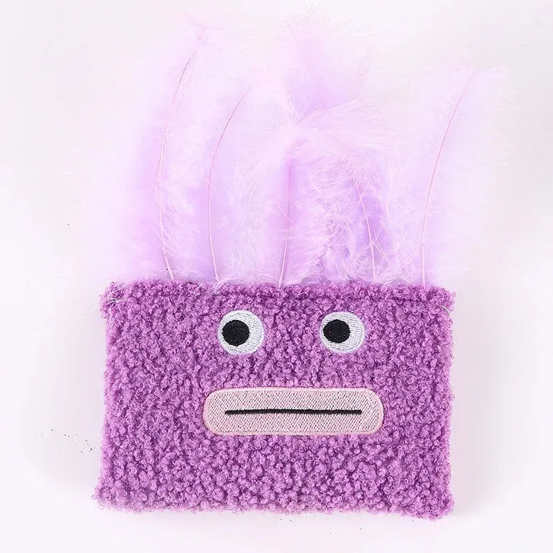 Big mouth explosion head shaped catnip plush toy in blue, green, orange, or purple colour
