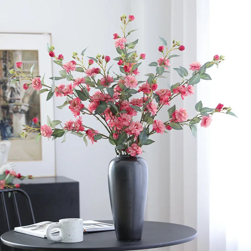 Raw silk simulation fake camellia artificial flower in Autumn Pink colour for home decoration