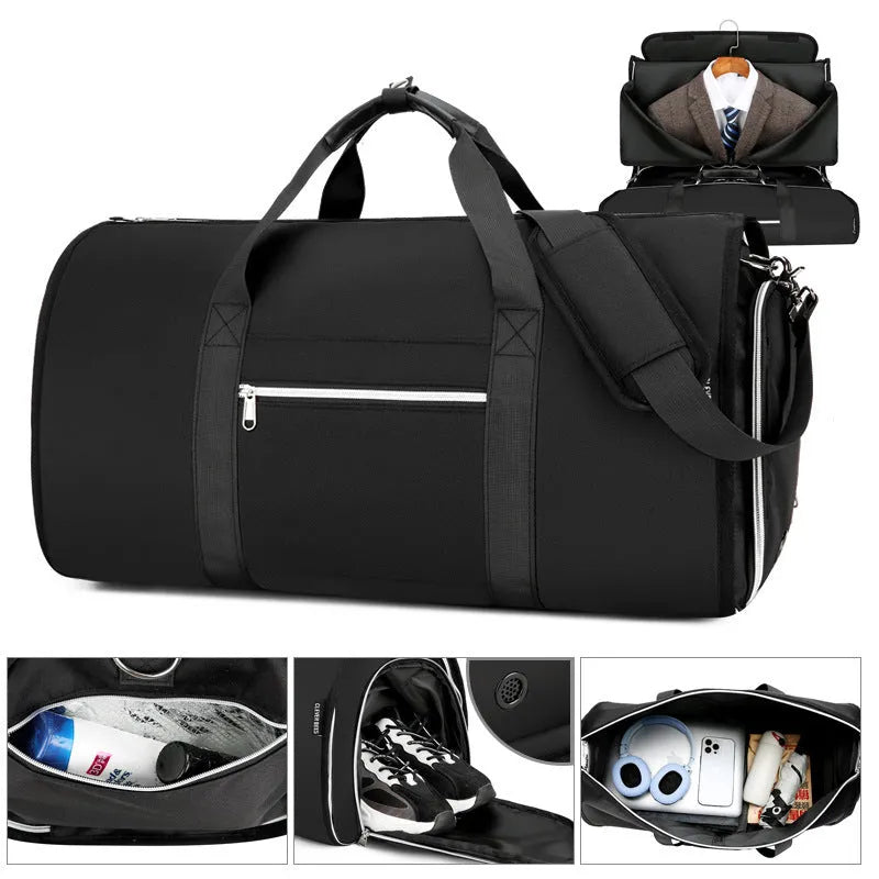 Oxford cloth multi-purpose bag in grey with organisational compartments and expansion functionality