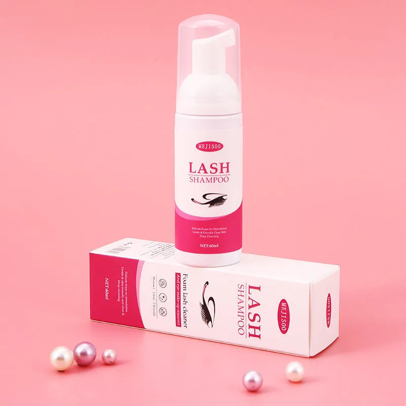 Lash shampoo mousse eyelash cleaning solution 60ml container 3.7cm by 13.5cm