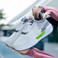 Men's blue casual sports mesh shoes with cloth upper and round toe on injection moulded sole