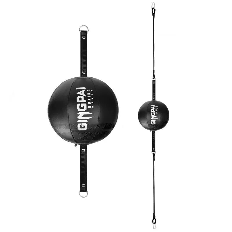Black, black and green, and white hanging PU boxing speed ball for reaction dodge training