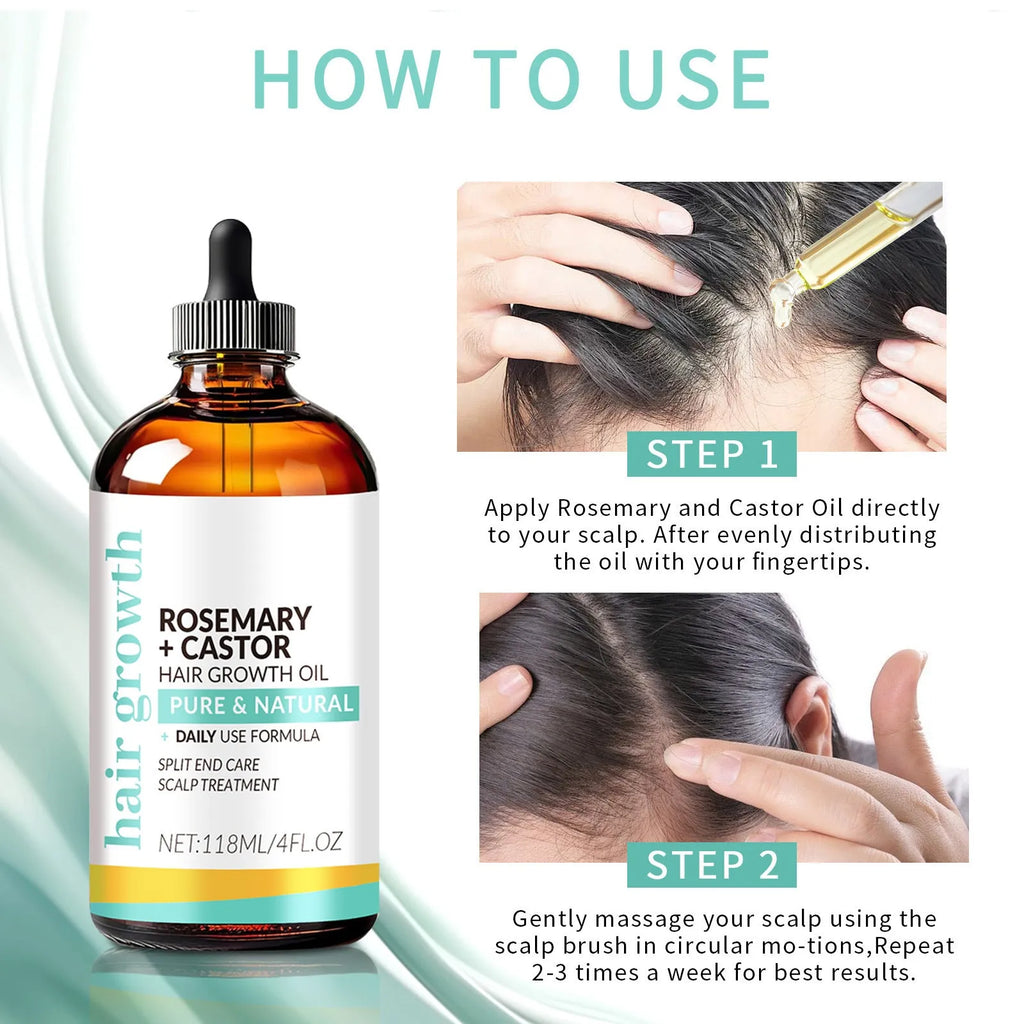 Bright yellow hair care oil bottle with integrated massage brush for scalp treatment