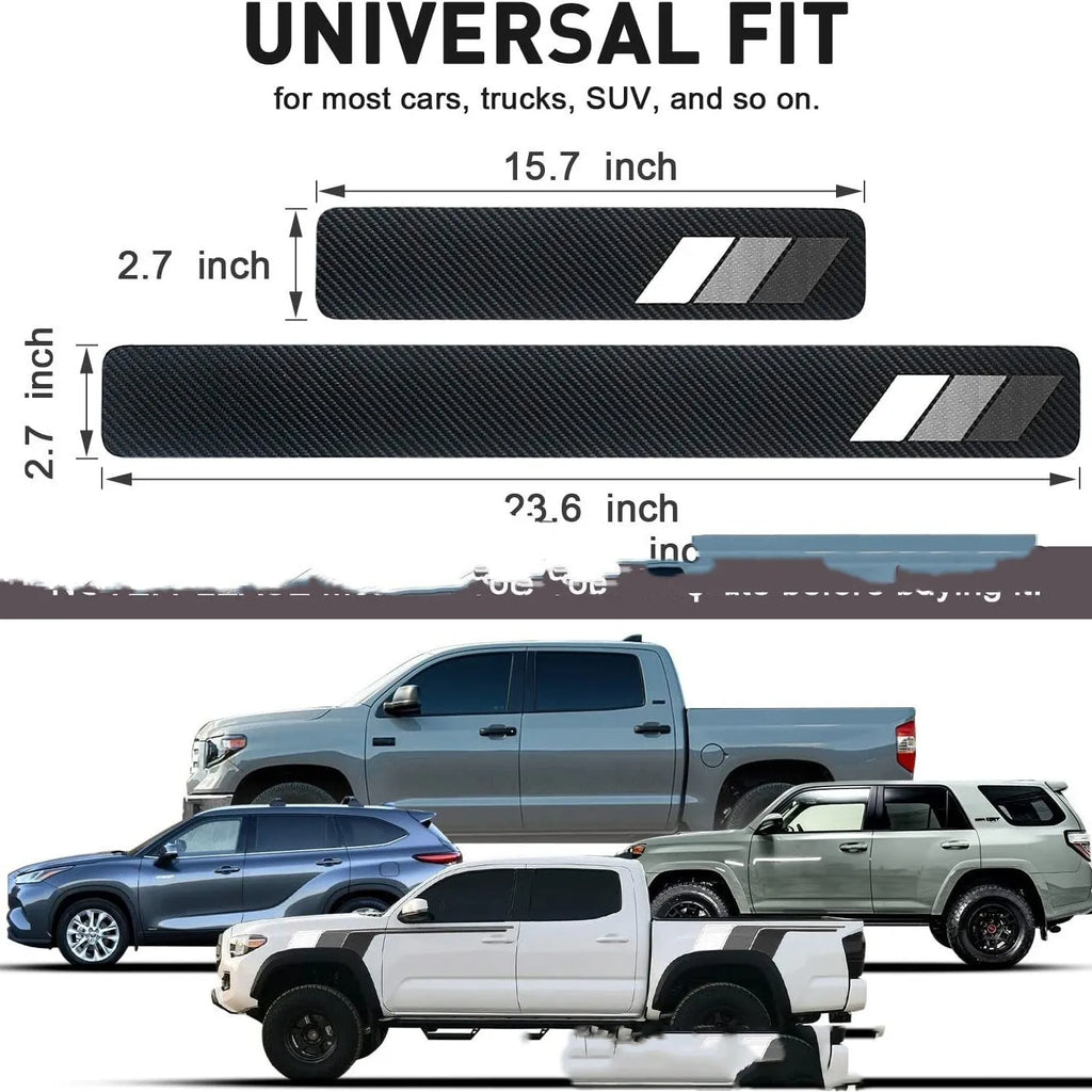 Set of 4 car leather threshold bars in black three-colour design for universal fit
