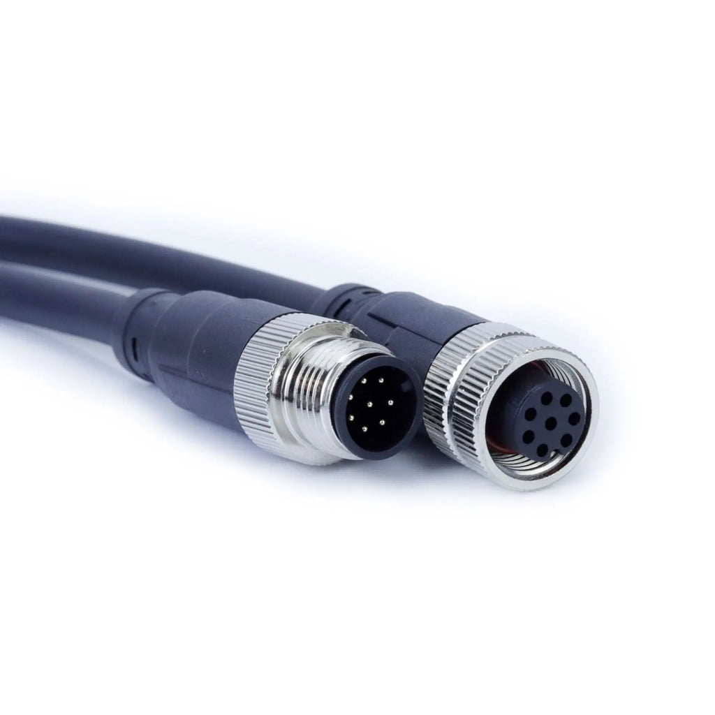 M12 8-core waterproof connecting wire with straight-head aviation connector and IP67 seal