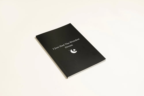 Black A5 dream journal notebook with gold lettering and two ribbon markers