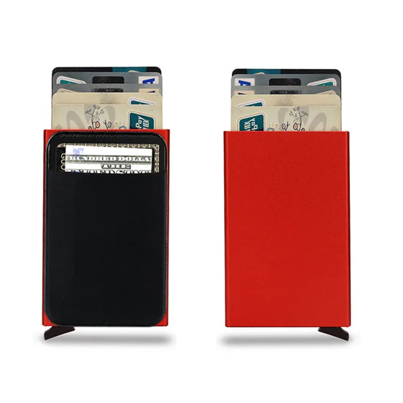 Aluminium alloy metal credit card holder with frosted finish in a choice of eight solid colours.