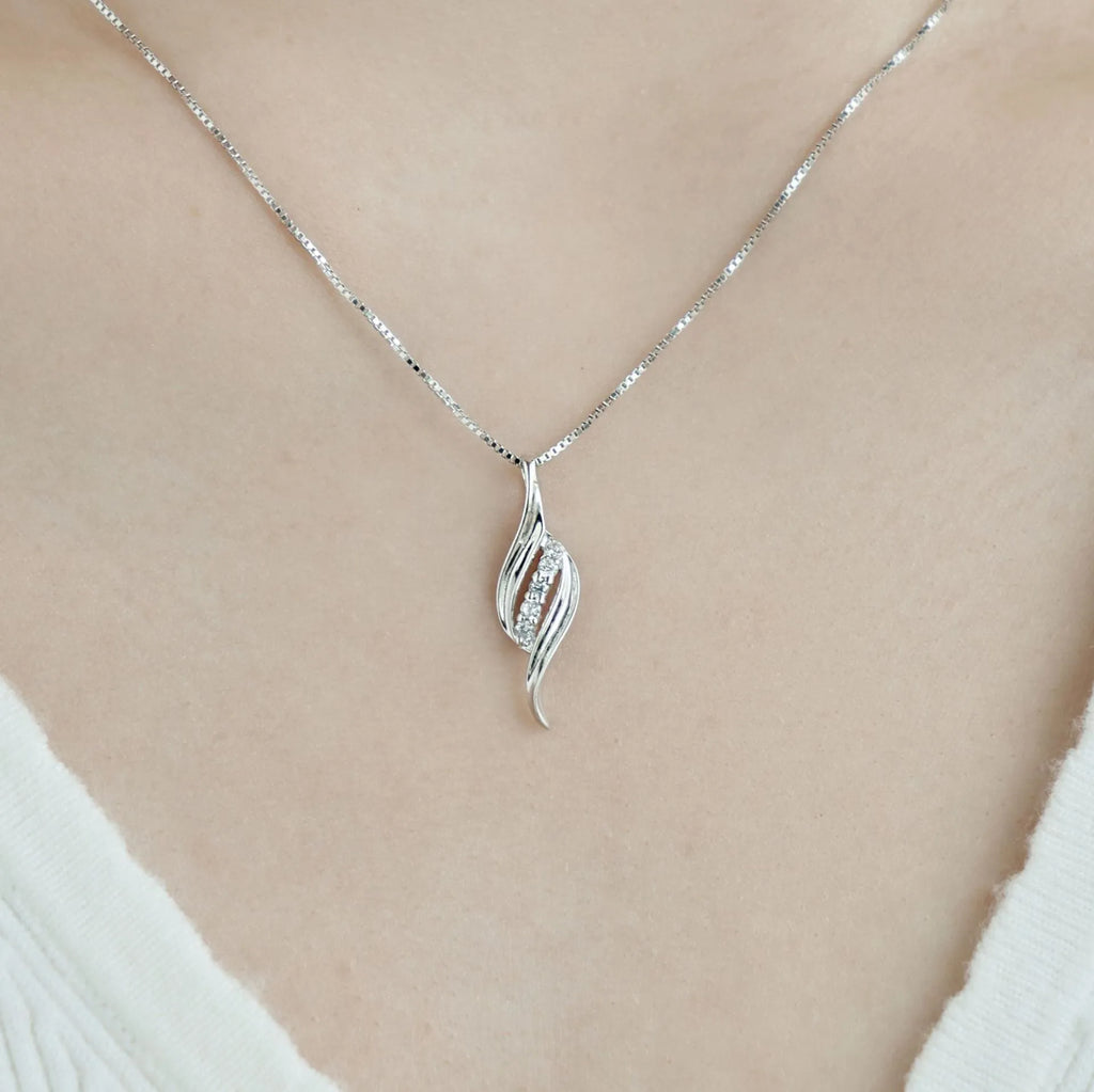 Women's 925 silver conch style clavicle chain necklace white gold electroplate colour platinum DY140001