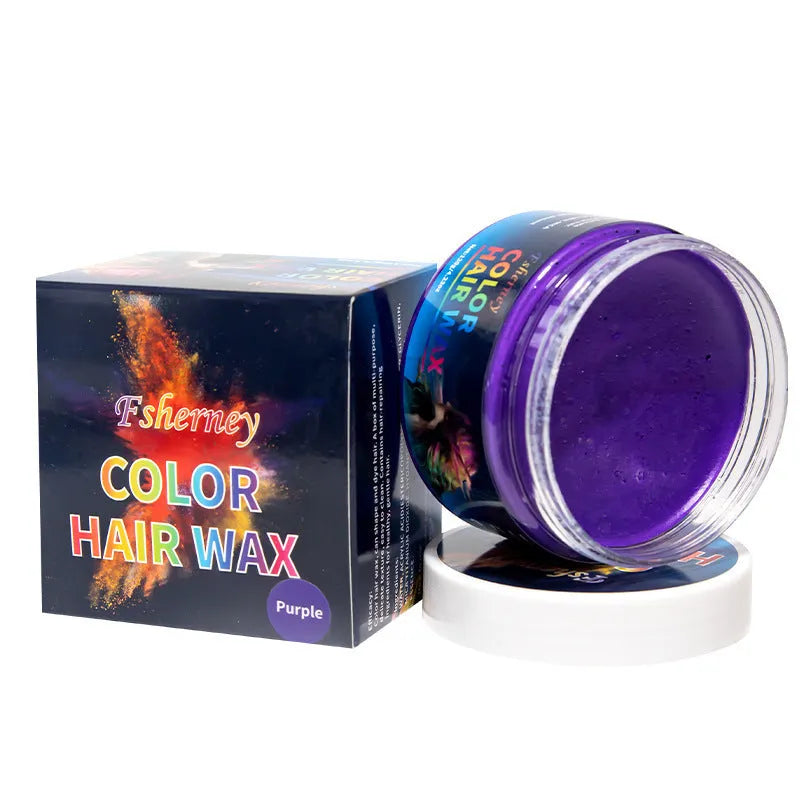 120g hair styling clay pot in one of nine colours: white, orange, red, yellow, blue, green, purple, rose red, or granny grey