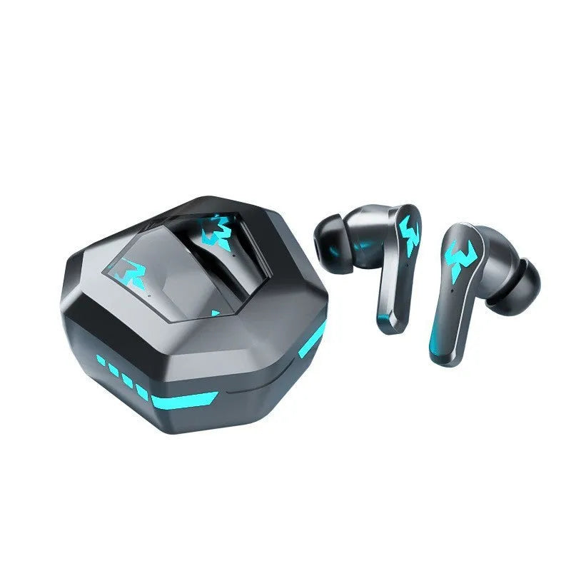 Black noise-canceling in-ear sports gaming headset with Bluetooth 5.0 wireless technology