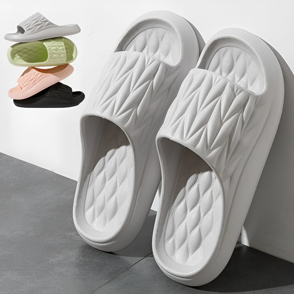 Leaf texture design EVA slippers in various colours for indoor household and bathroom use