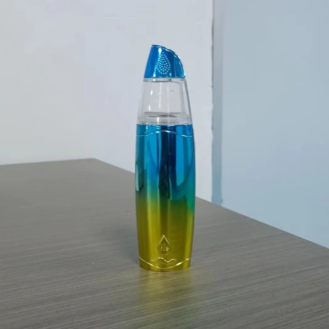 Peacock blue handheld facial steaming device with USB charging port for hydrogen-rich water spray moisturising