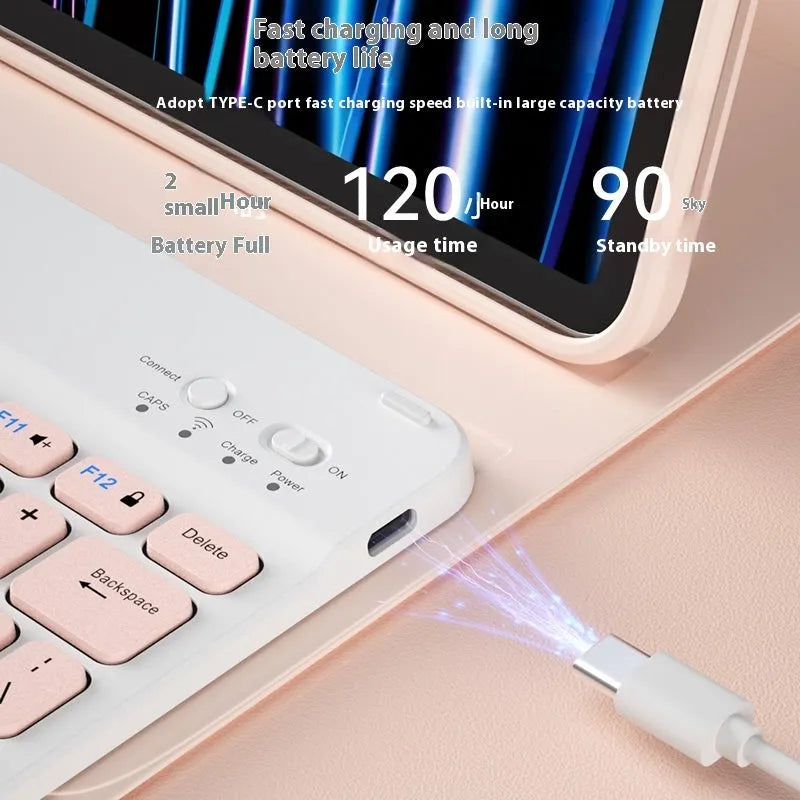 Girls Bluetooth wireless keyboard in elegant white colour with USB-C cable