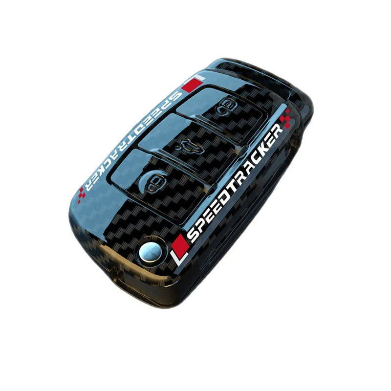 Carbon fibre style car key cover in carbon black or white colour with mirror surface