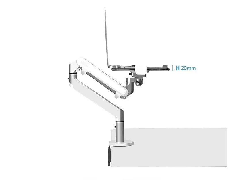 Aluminium alloy laptop stand with adjustable air pressure arm in black or silver