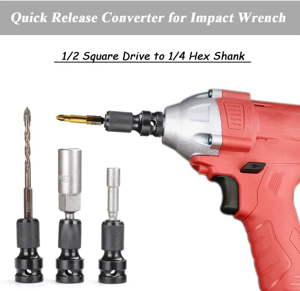 No. 45 steel scaling bit holder with telescopic sleeve for electric wrench drive conversion.