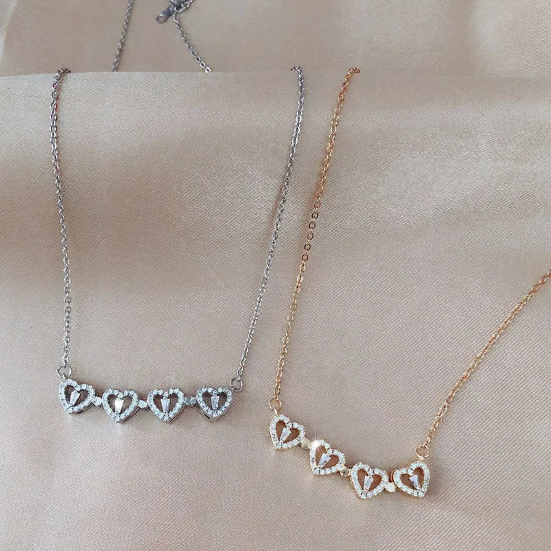 Titanium steel detachable four-leaf clover necklace in silver with short clavicle chain length