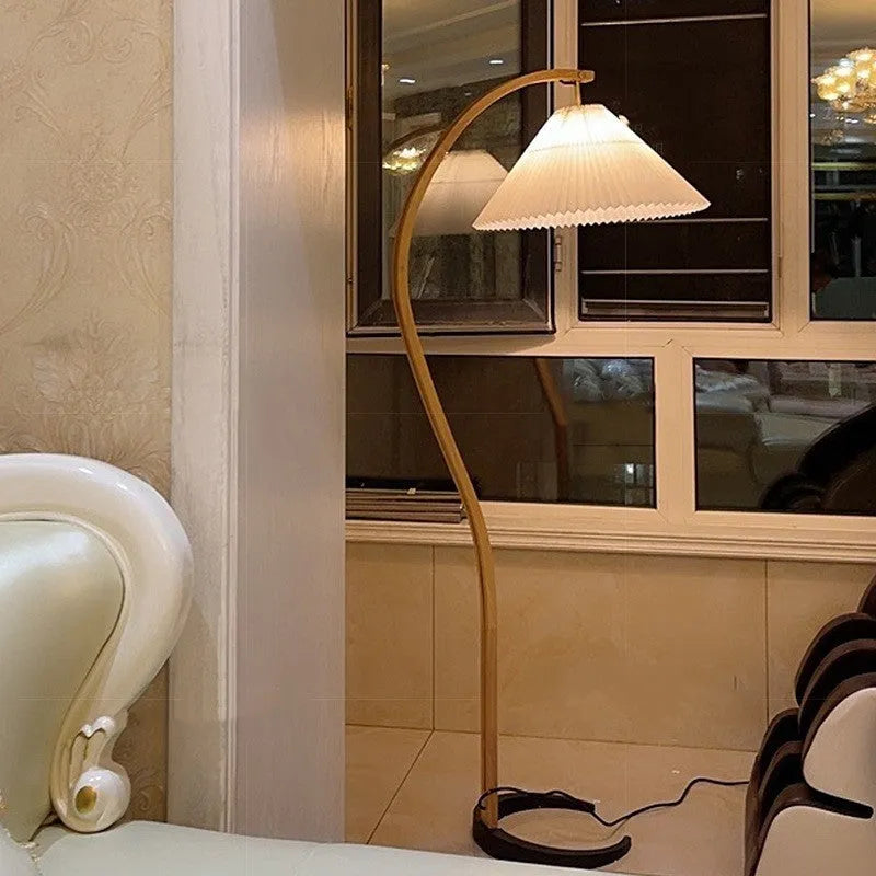 Vertical retro bedside table lamp with sofa edge design showing white and wine red colour options