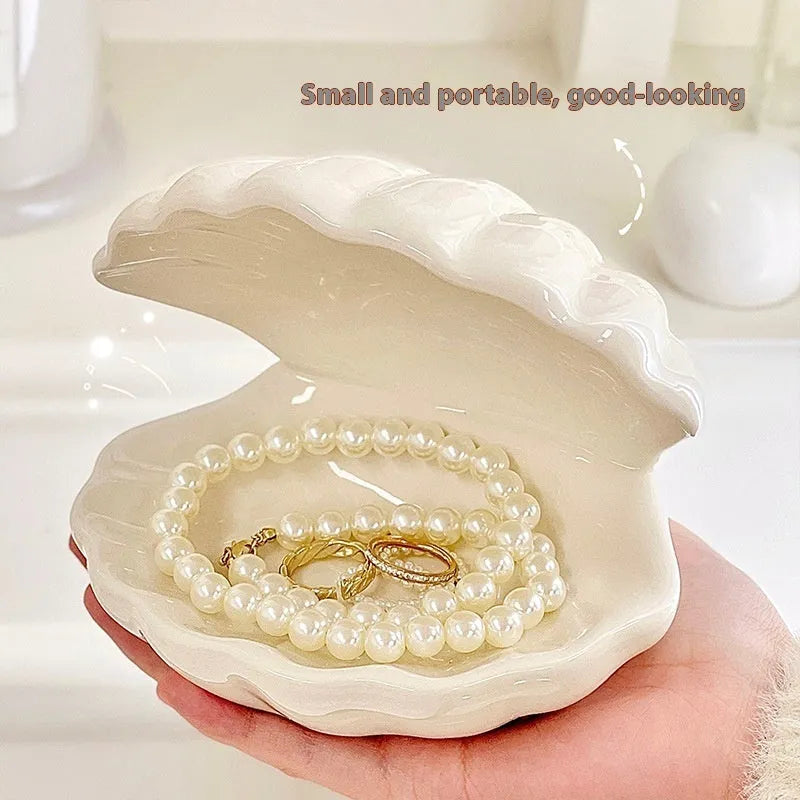 White porcelain storage tray with optional small night light in pink or white shell colour.