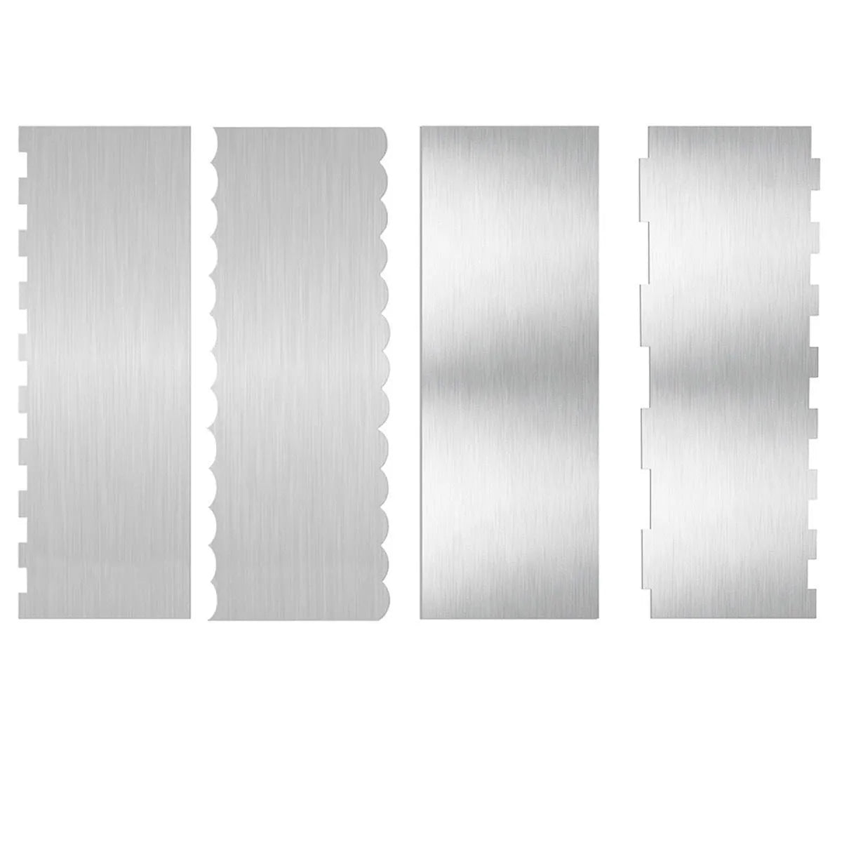 Stainless steel cream scraper with polygon-patterned edge for cake decorating