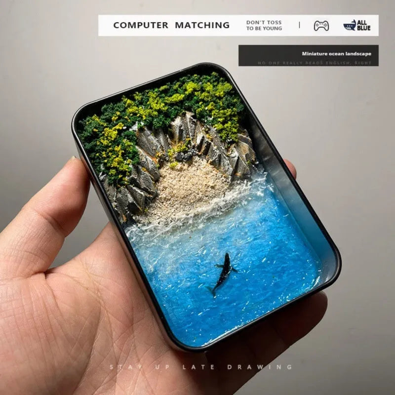 DIY bamboo marine landscape handmade model ornament with whale motifs