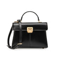 Women's genuine leather shoulder bag in horizontal square design with cover opening