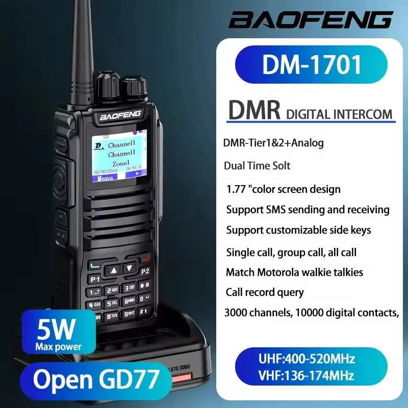 DM-1701 digital interphone dual time slot handheld radio with lithium battery
