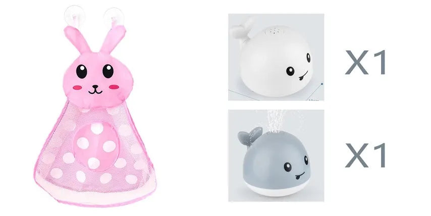 Automatic water induction whale bath toy spraying water with colourful LED lights