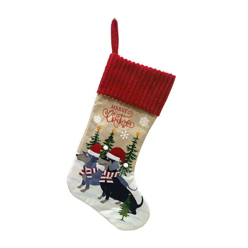 Soft cloth Christmas tree pendant gift bag ornament in pastoral or American style, dimensions 46cm by 28cm.