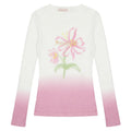 Women's gradient flower print long-sleeved T-shirt in thin polyester fabric